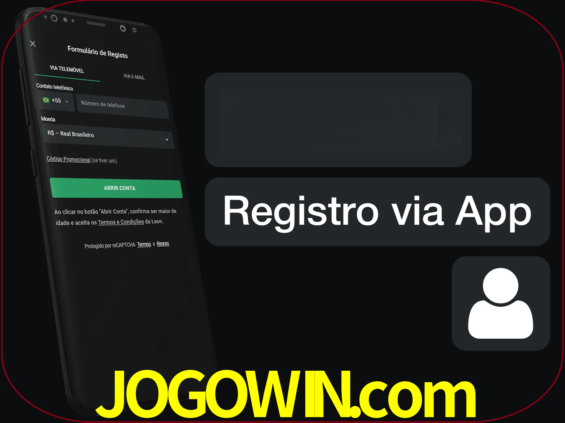 Registre-se com duas etapas usando o aplicativo.